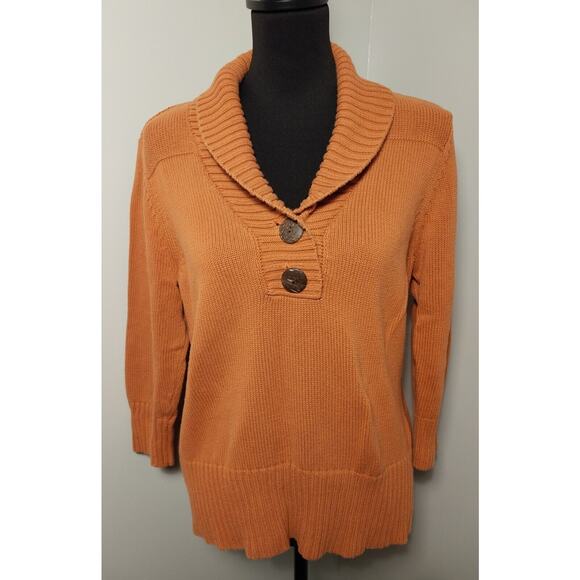 Autumn Burnt Orange Sweater Size L Preppy, Fall, Classy Cowl Collar Academic 🍁 - Picture 1 of 13